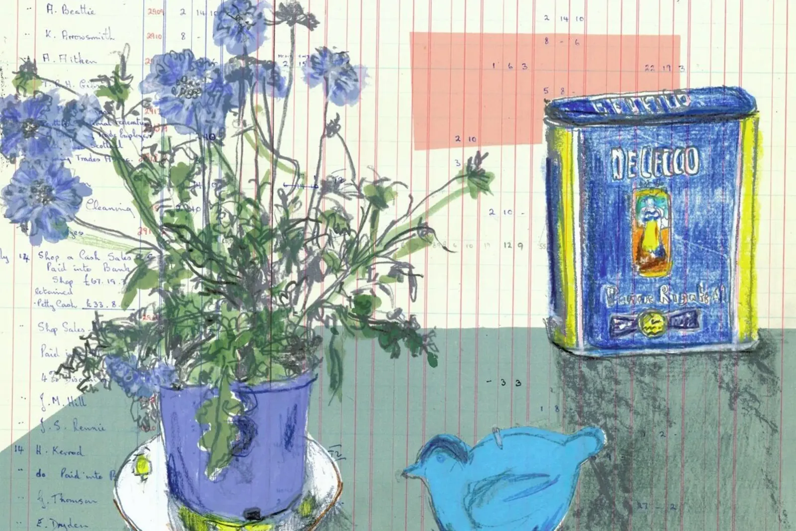 Scabious, Bird And Tin carta hahnemühle da Stars Above Us