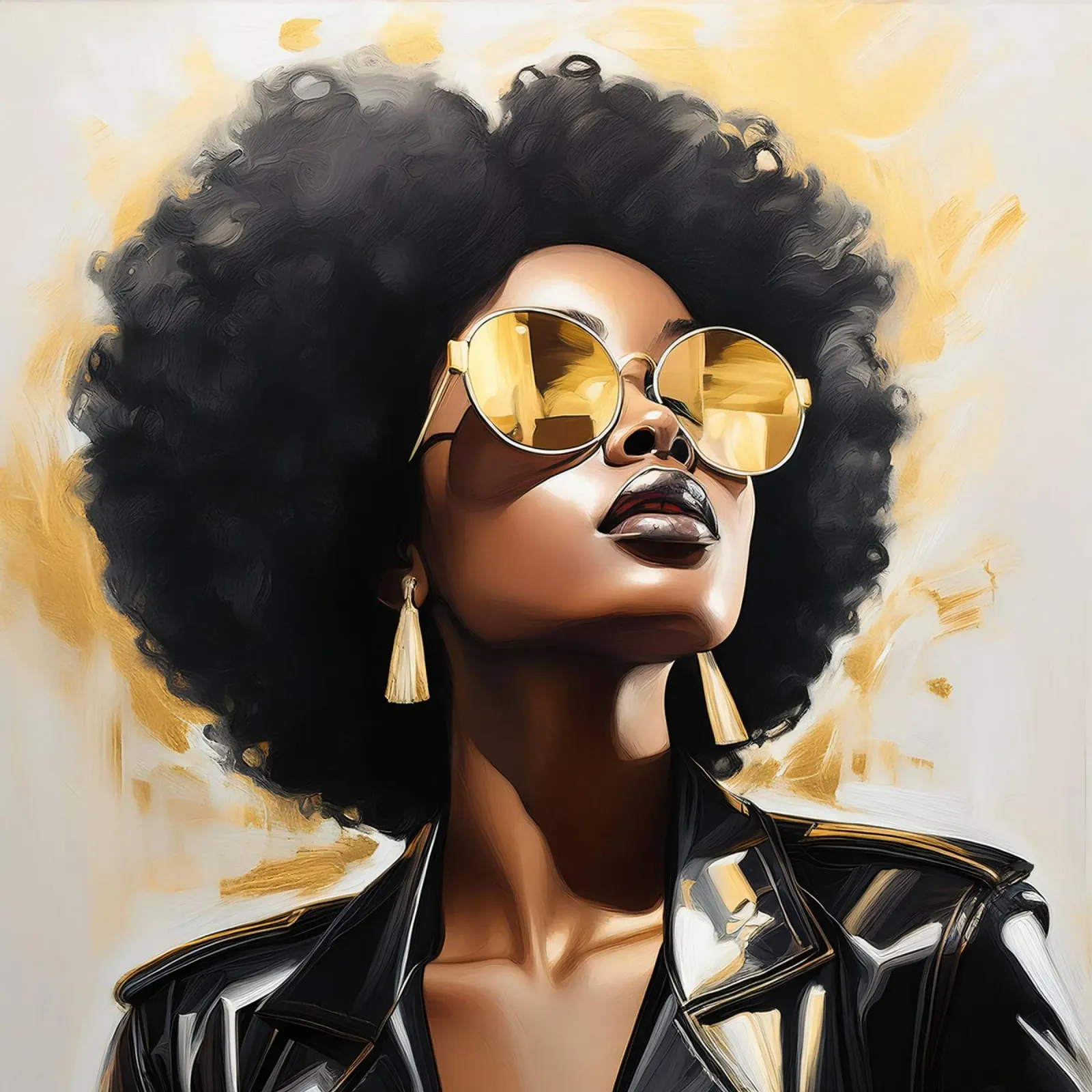 Ritratto donna africana moderna in oro nero popart pellicola backlit da Take Your Art BV
