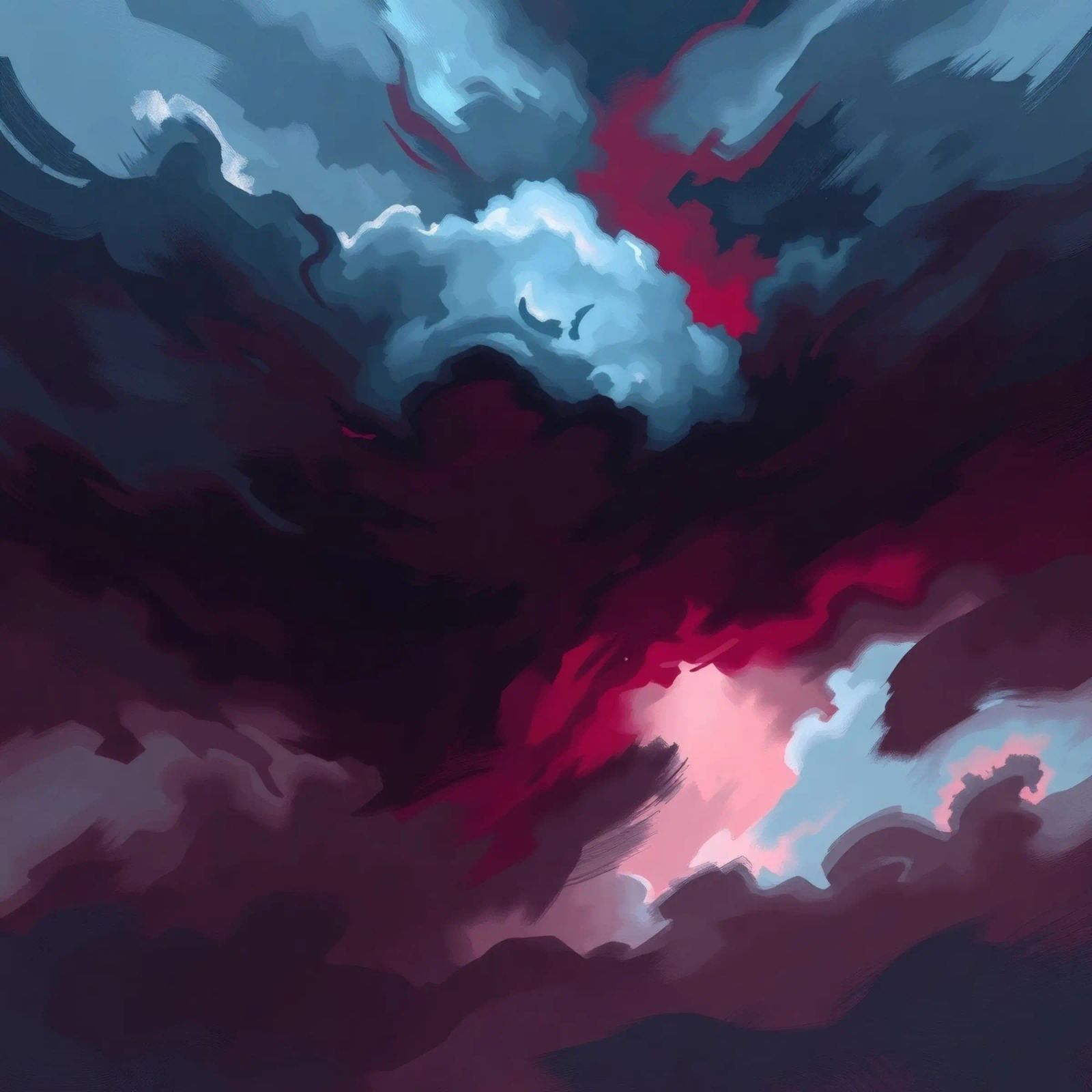 storm clouds swirl overhead at dusk creating a dramatic art canvas by DesignDoodle