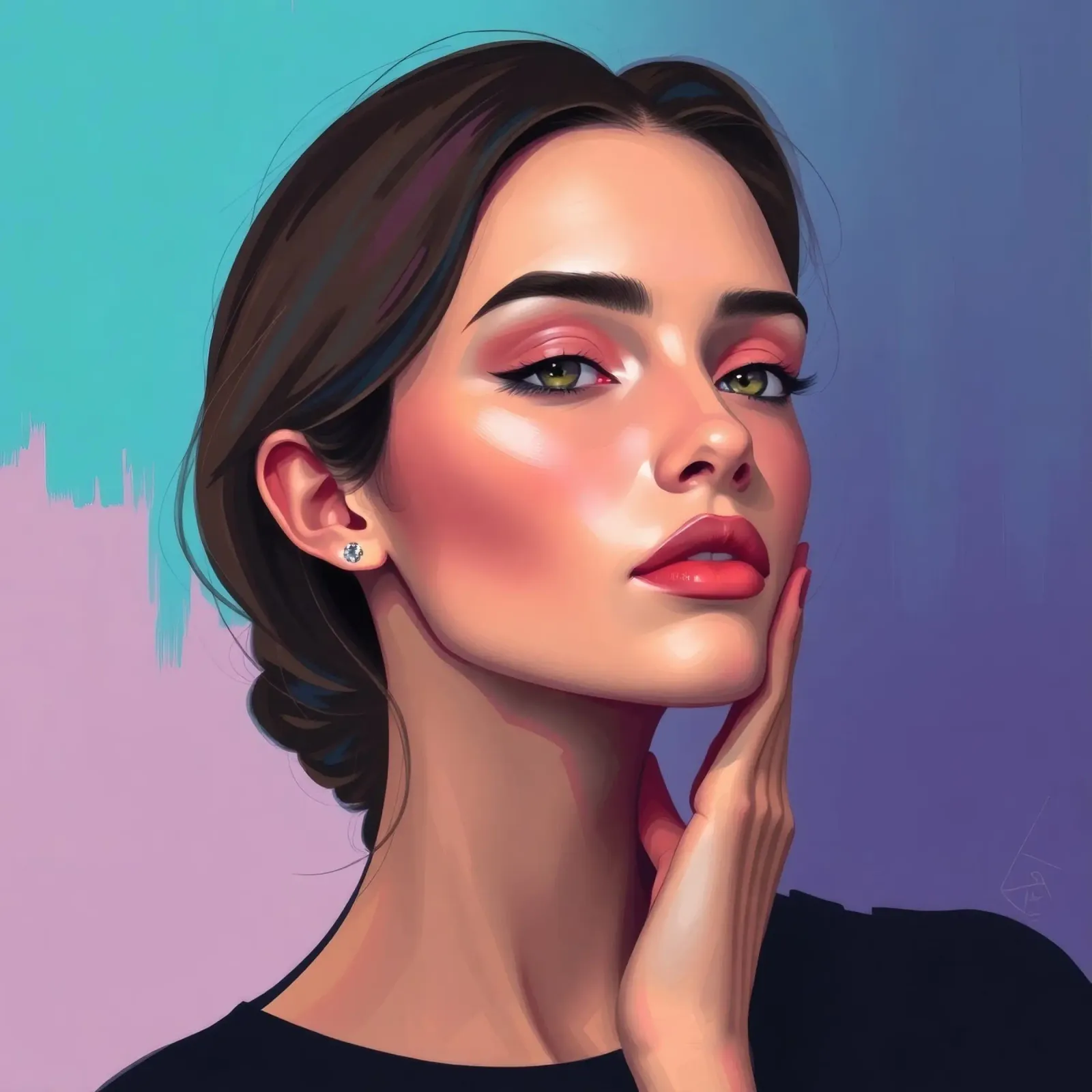 donna che sfoggia colori e un'espressione sicura poster con telaio in alluminio da DesignDoodle