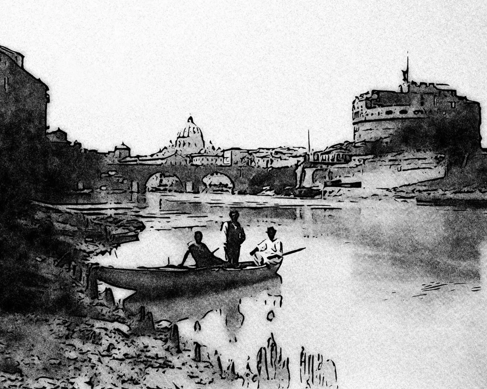 Roma-Castel Sant'Angelo tela con Cornice a cassetta da Massimo Frascogna
