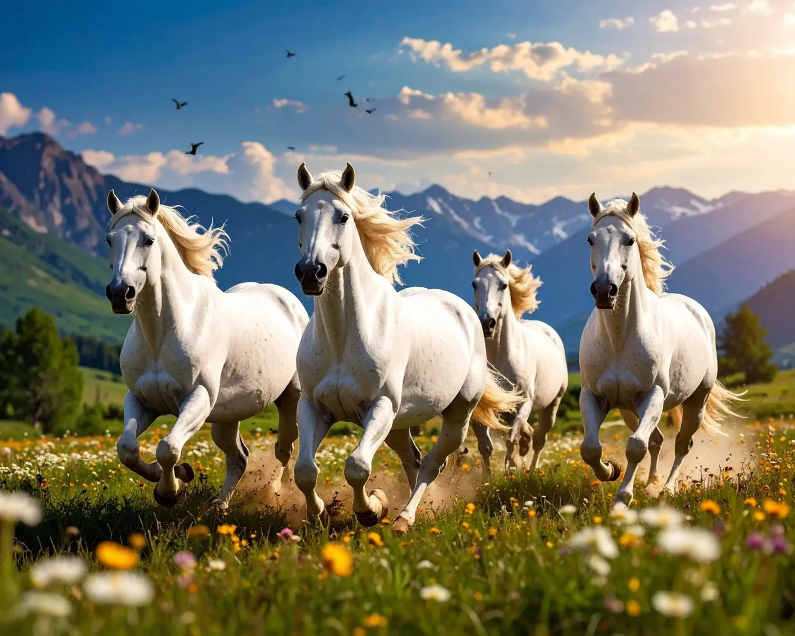 Quatre Chevaux qui Galopent poster con telaio in alluminio da Thierry vobmann photography