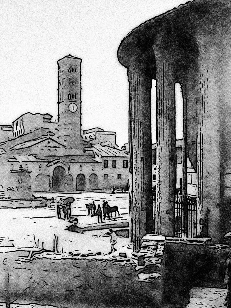 Piazza Bocca della verità tela con Cornice a cassetta da Massimo Frascogna