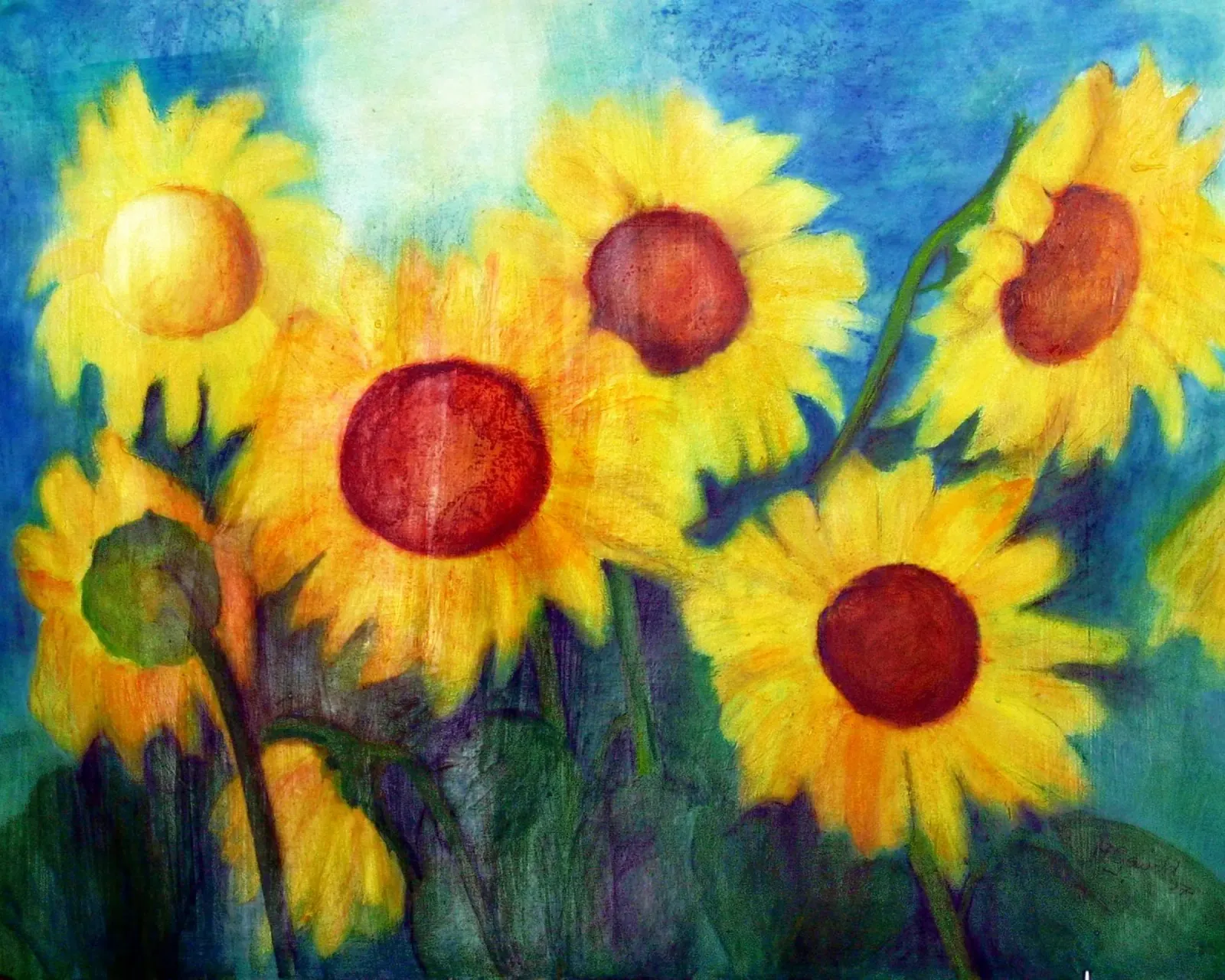 Sonnenblumen poster con telaio in alluminio da Anita Gewald