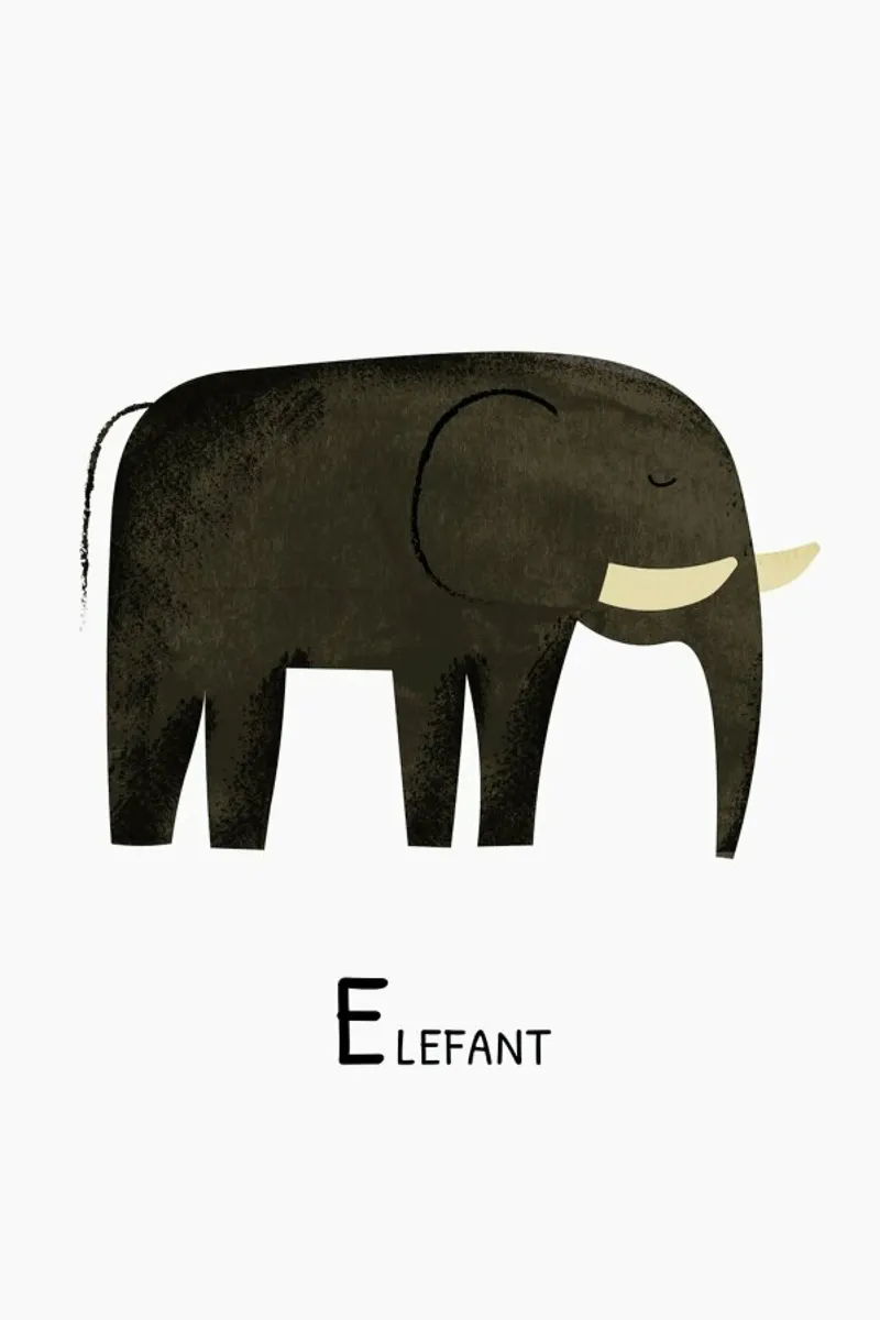 Elefant poster con telaio in plastica da Little Flourishes