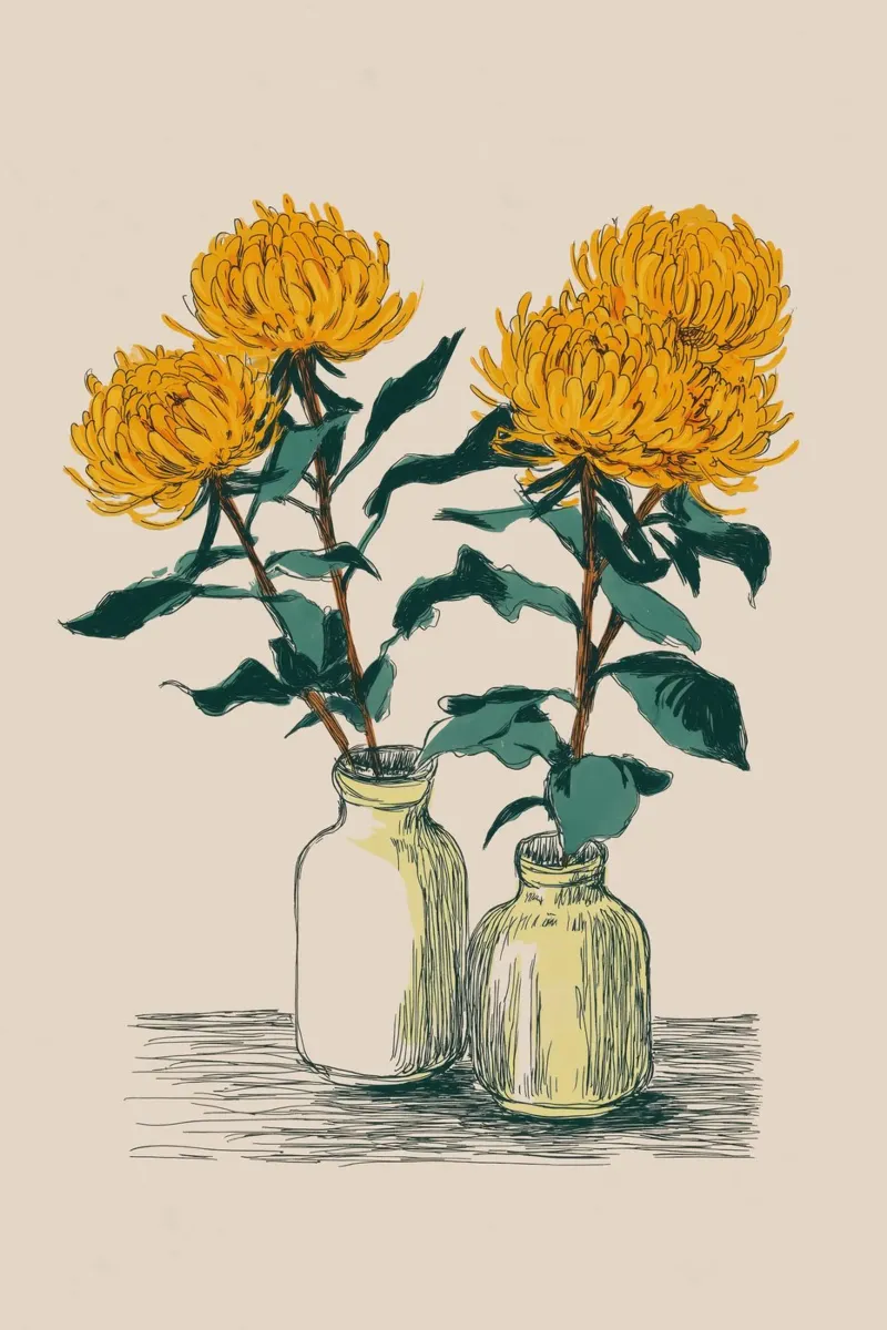 Fiori gialli in vaso pellicola backlit da Melloi Art Print