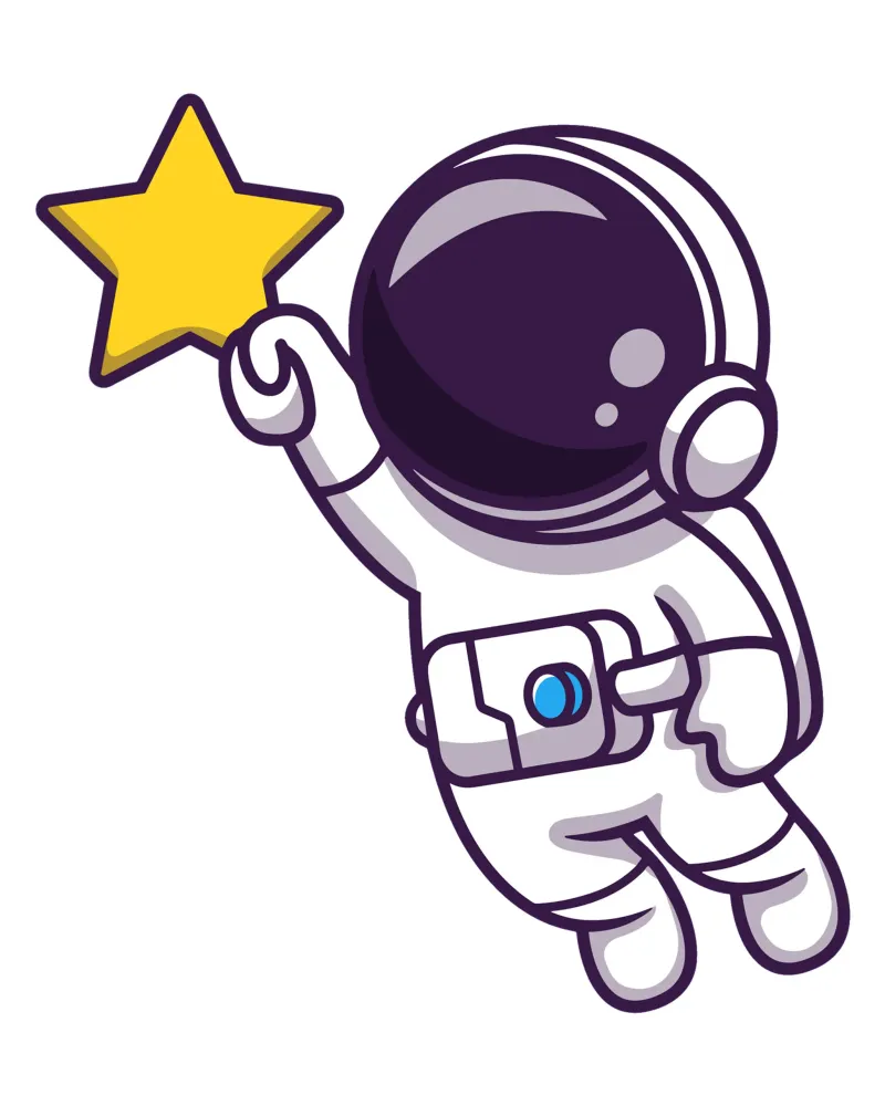 Astronauta che vola e tiene in mano una stella pellicola backlit da brockcon Shop