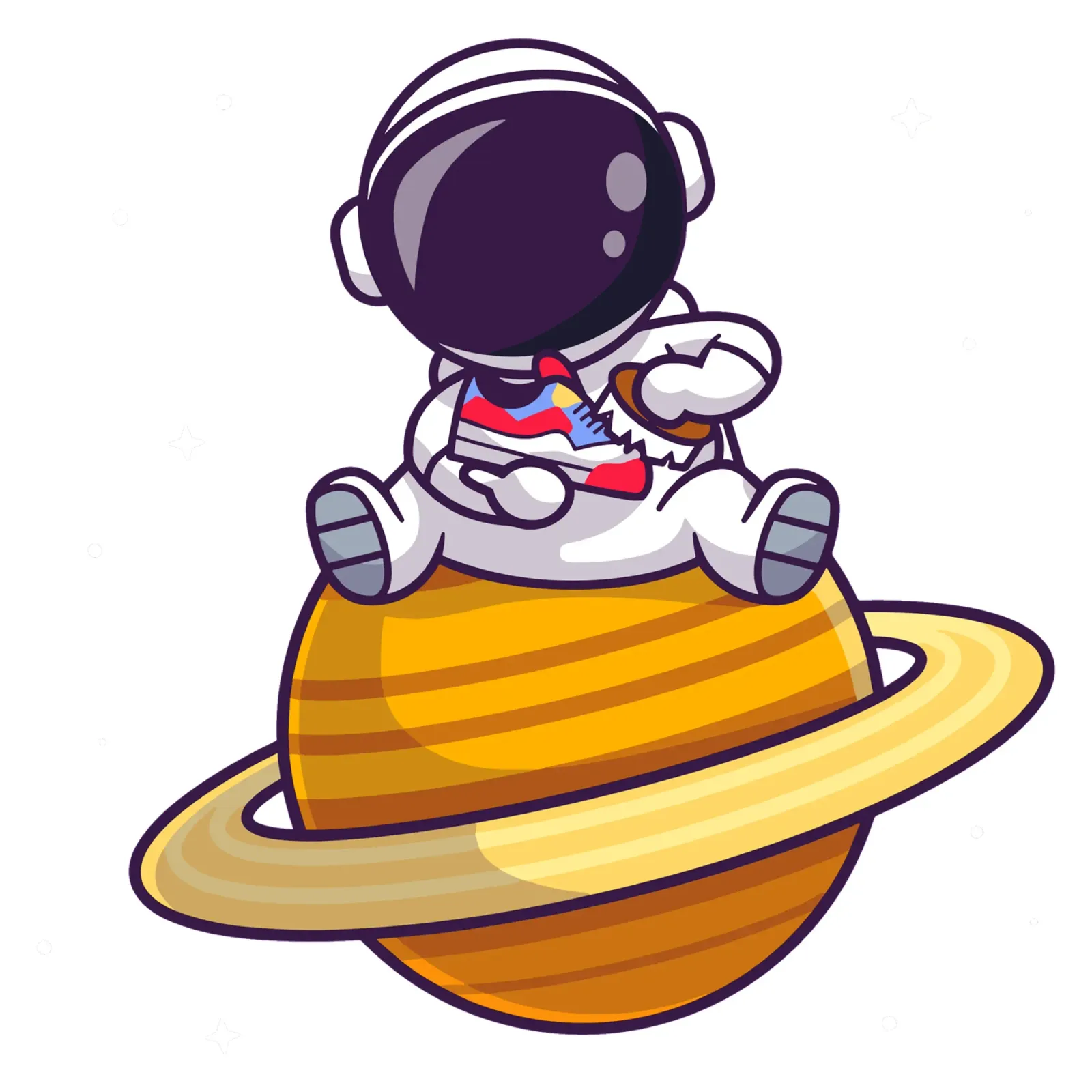 Astronauta carino che spazzola le scarpe sul pianeta poster con telaio in plastica da brockcon Shop