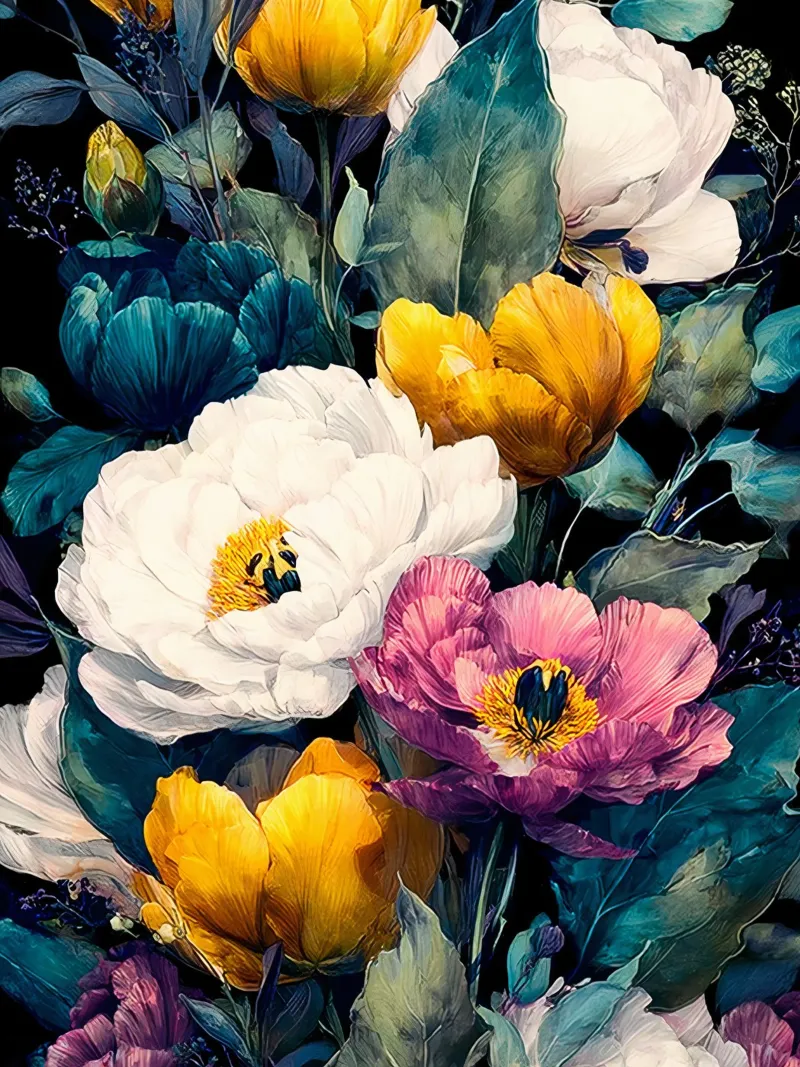 Garden full of flowers J poster con marco de madera de Mateo