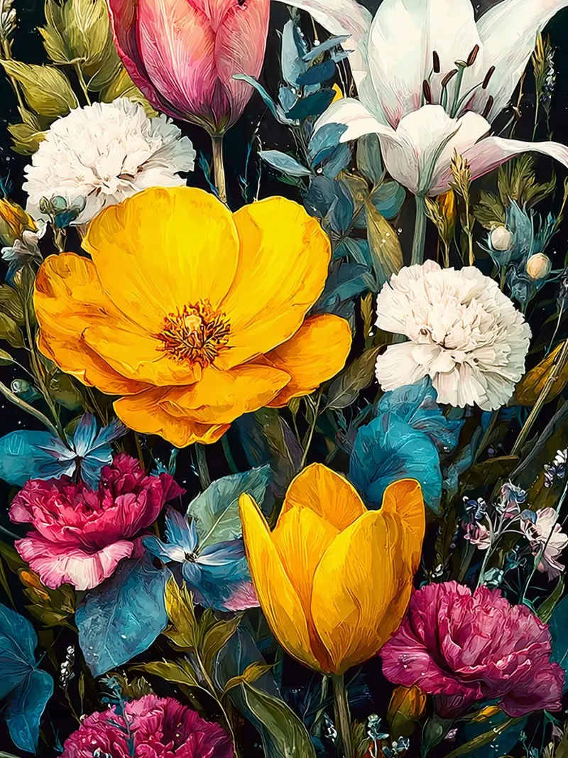 Garden full of flowers L poster con telaio in legno da Mateo