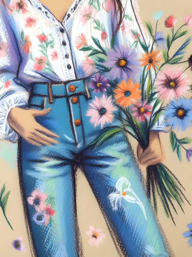 Donna calma con fiori ritratto poster da ARTOMATIC