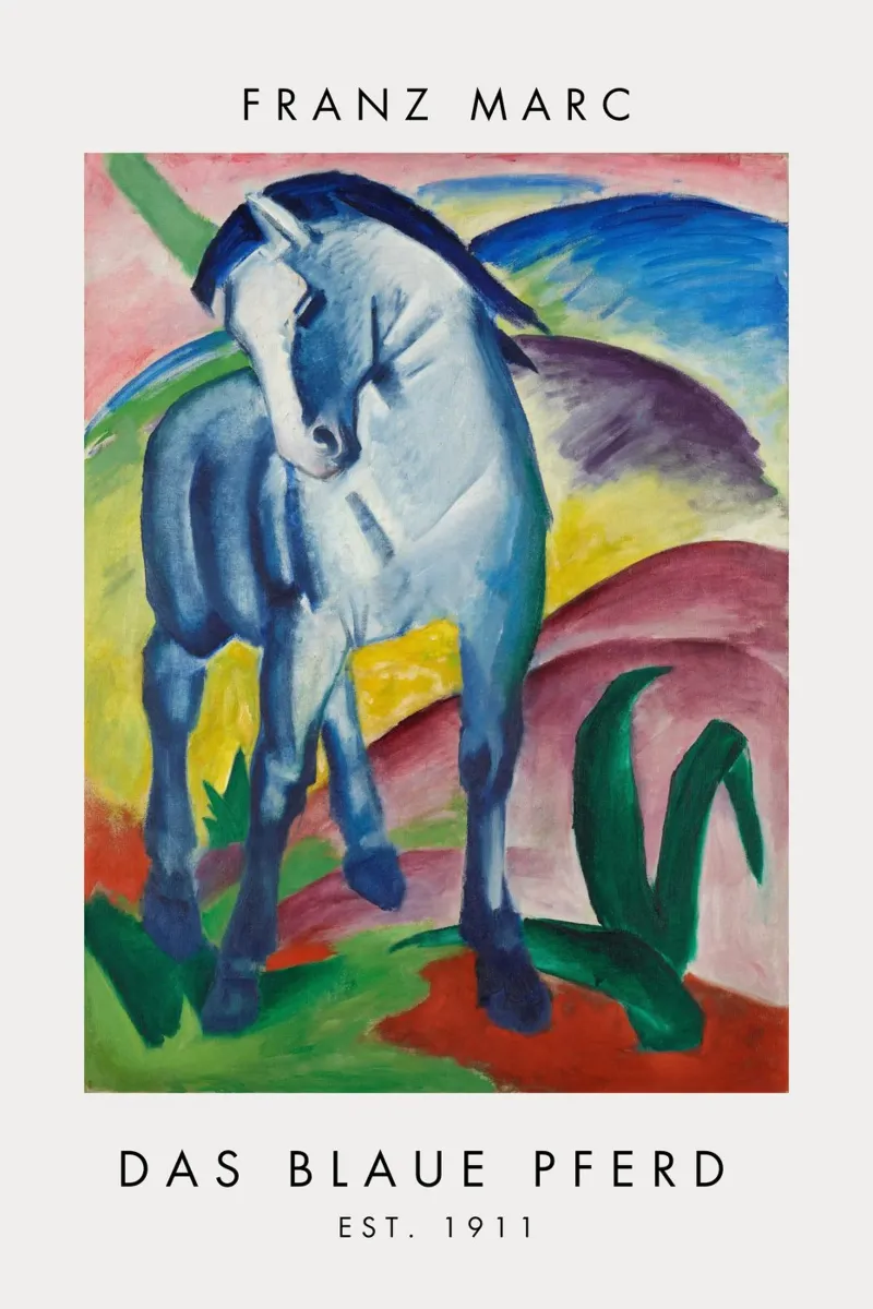 Franz Marc - Das blaue Pferd I poster con telaio in legno da Second Canvas