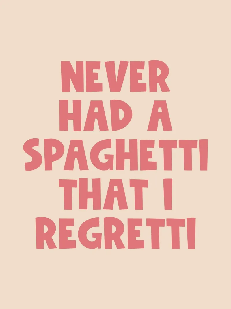 Spaghetti Funny Quote poster con telaio in alluminio da Paigaam Studio