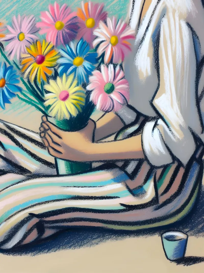 DONNA CON FIORI RITRATTO IN NATURA MORTA poster da ARTOMATIC