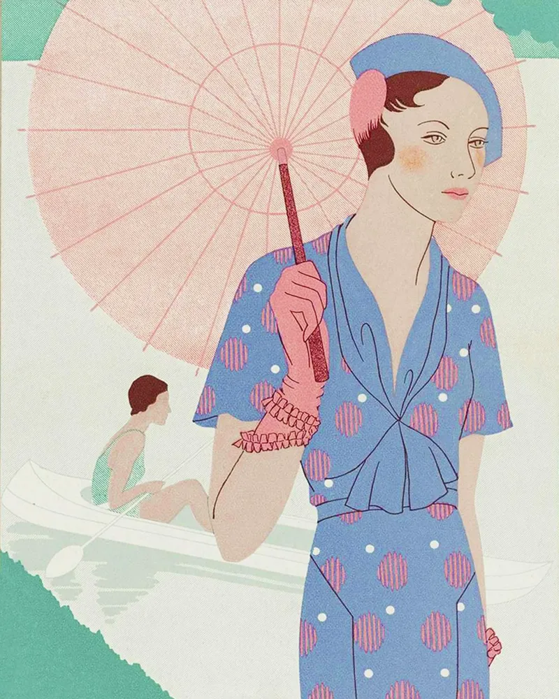 Arte - Gusto - Bellezza, Foglie di eleganza femminile M. Renaud poster con telaio in plastica da Venus Art