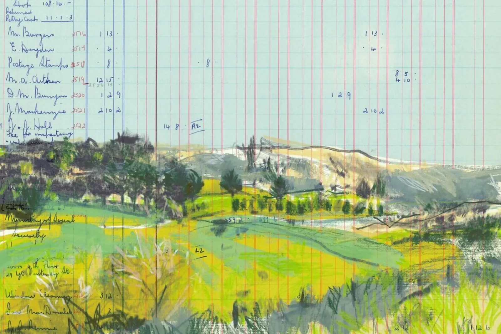 Scottish Borders Landscape On Ledger Paper poster con telaio in alluminio da Stars Above Us