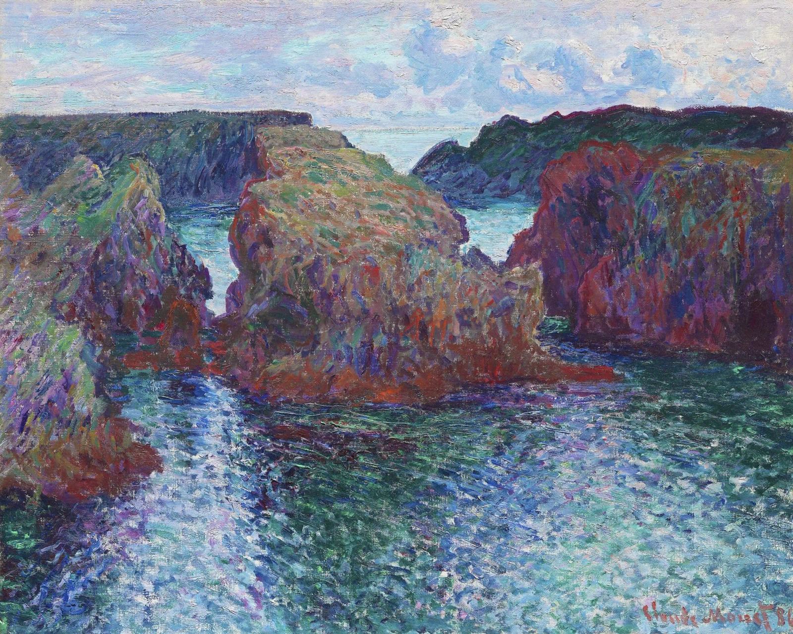Rocce a Port-Goulphar, Belle-Île (1886) di Claude Monet. poster da Monet Art Prints