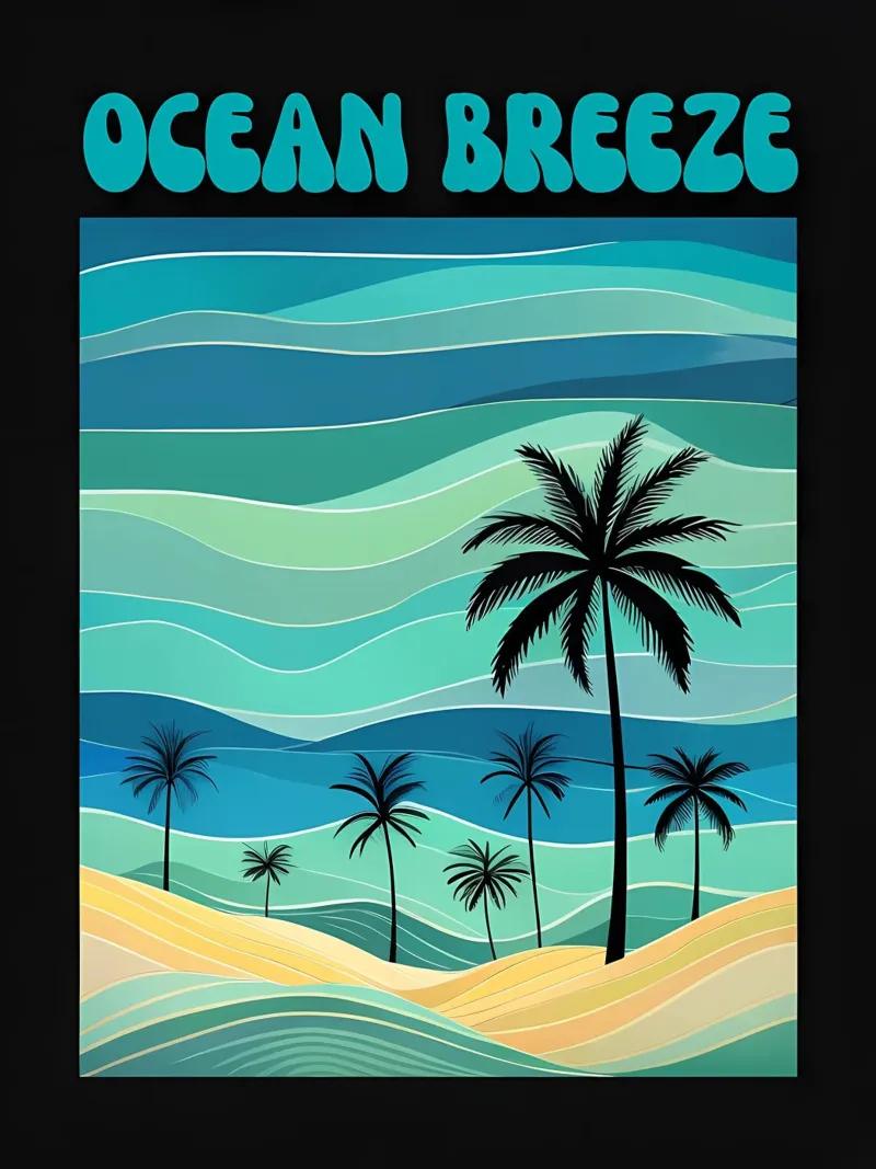 Spiaggia Ocean Breeze Retro poster con telaio in legno da inspirational quote