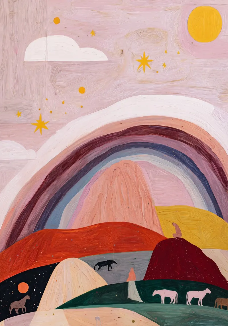 Boho Poster, Kleurrijk Abstract Muurkunst, Regenboog Print canvas van Boheme