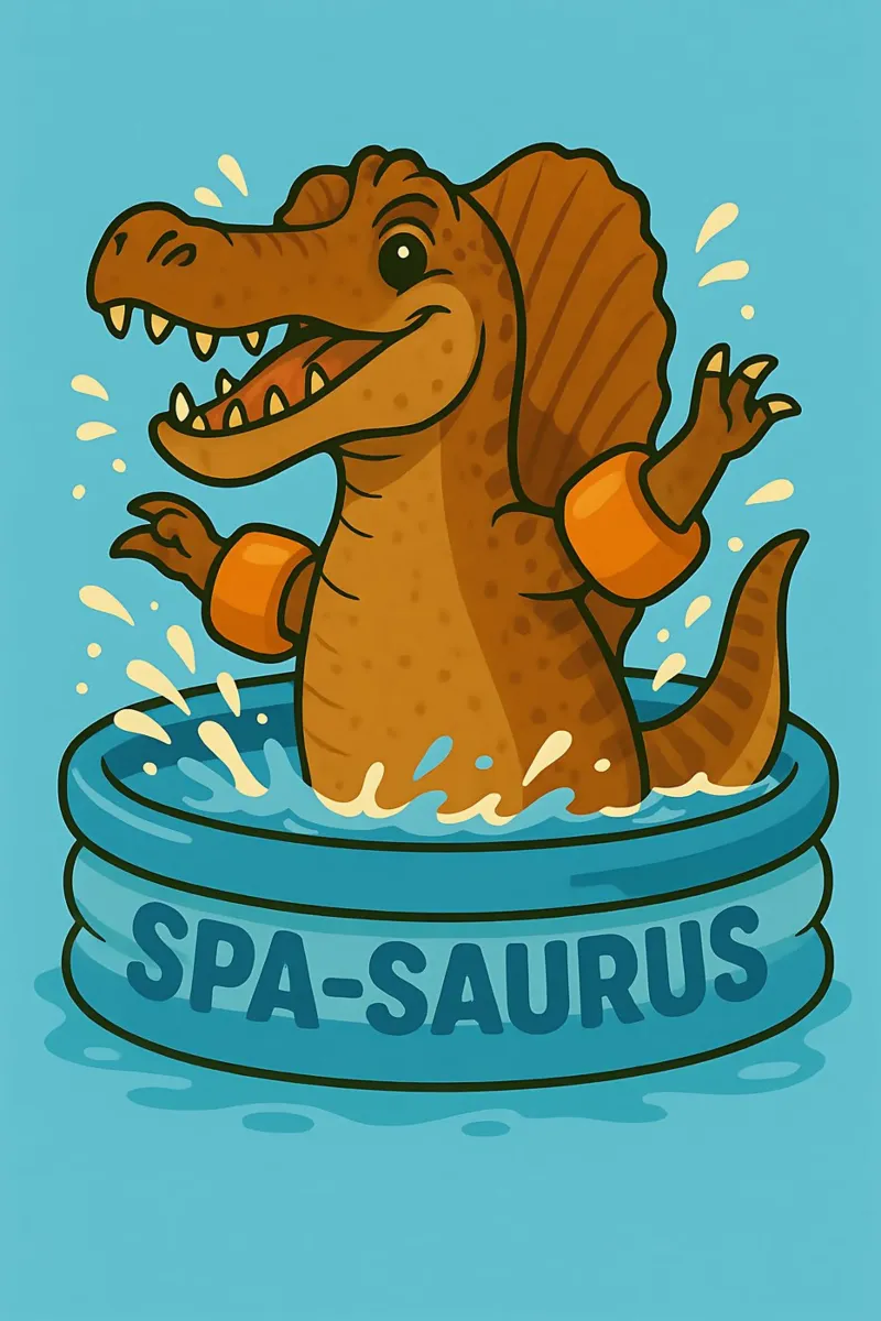 Meme divertente Spinosaurus poster con telaio in legno da Funny Humor Art