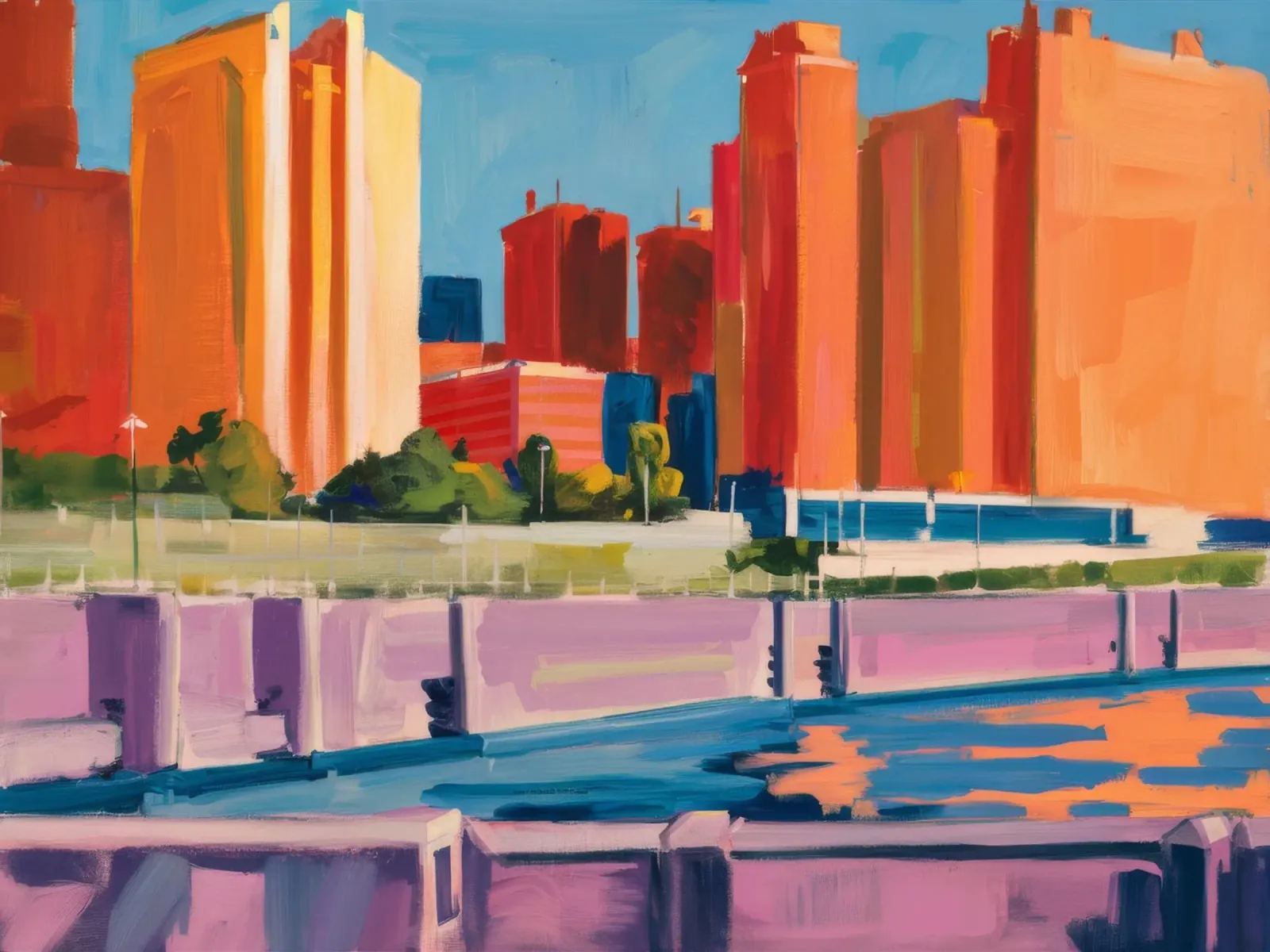 Impulso della città del tramonto poster con telaio in plastica da Mystic Grain