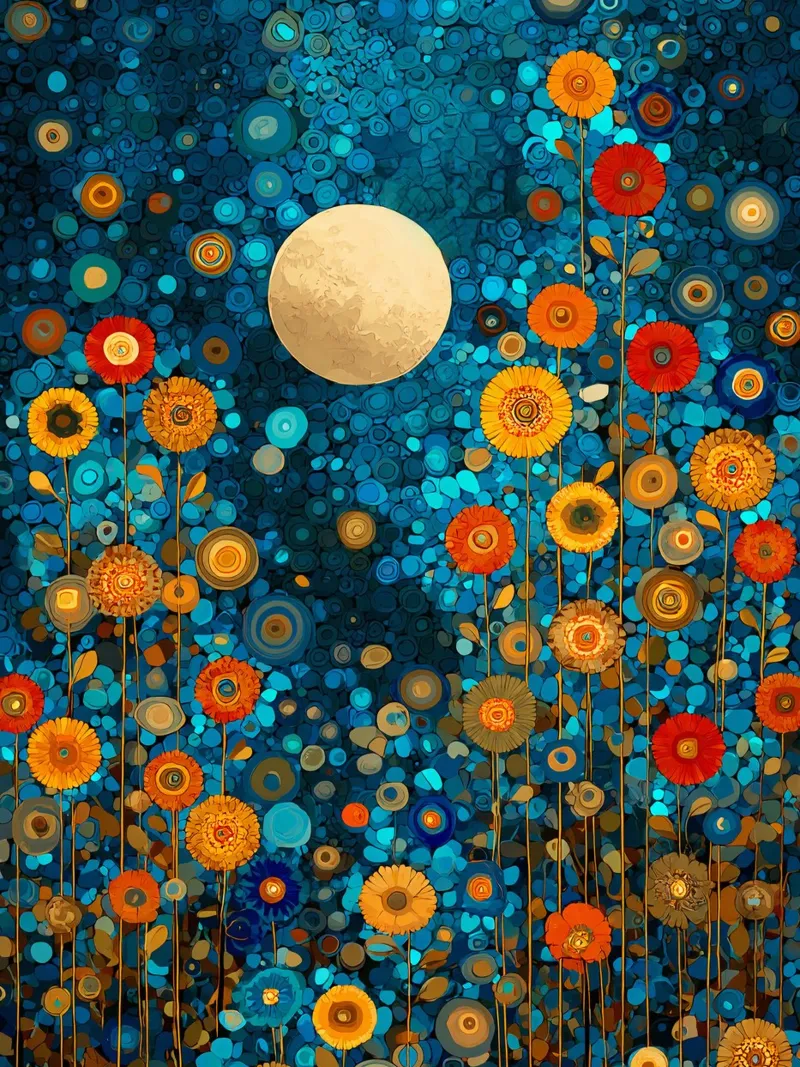 Flowers Garden Abstract D, style Gustav Klimt pellicola backlit da Mateo