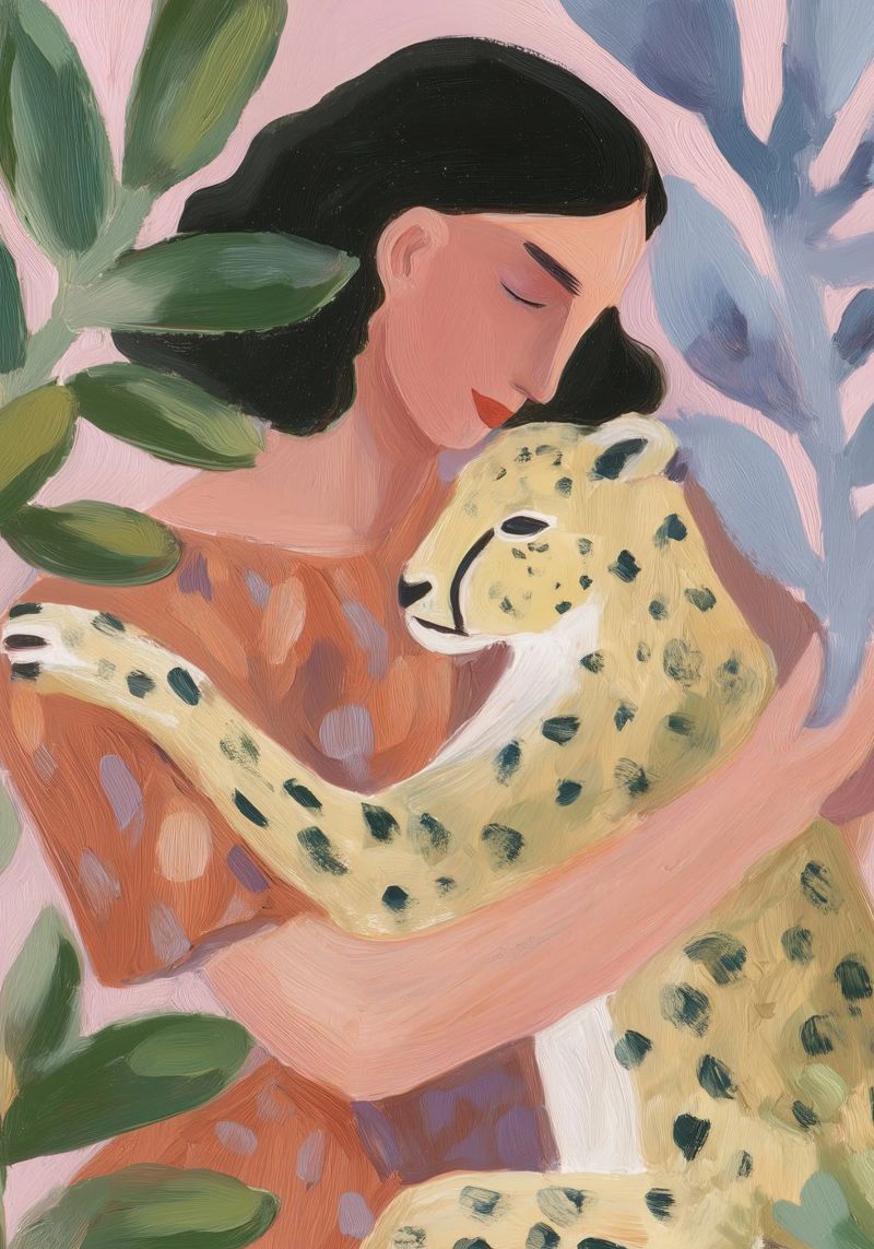 Boho Cheetah Print, Botanical Print canvas by Boheme