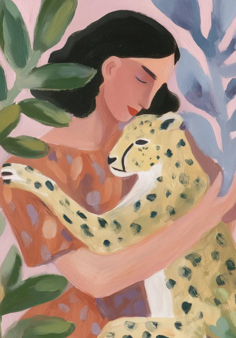 Boho Gepard Druck, Botanischer Druck Leinwand von Boheme