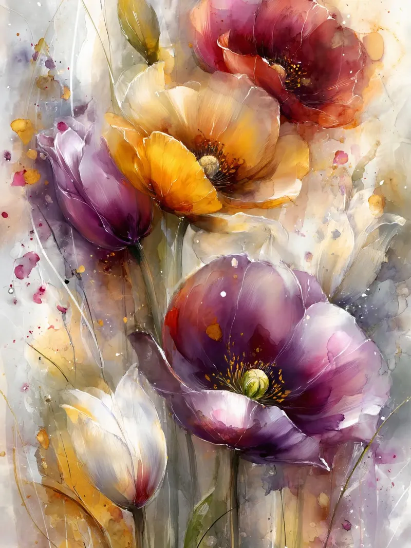 Wildflowers Poppy Abstract art B pellicola backlit da Mateo
