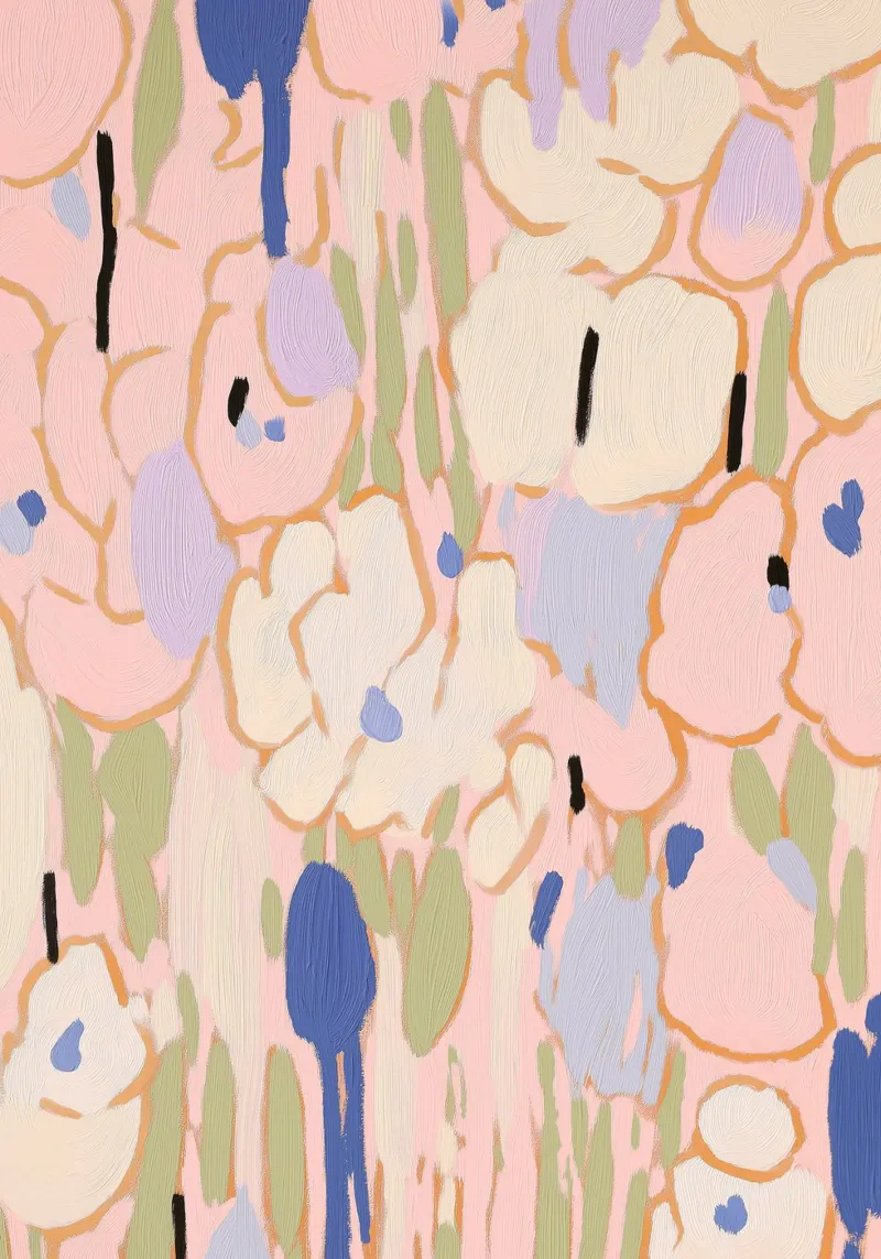 Imprimé floral, floral abstrait pastel poster de Boheme