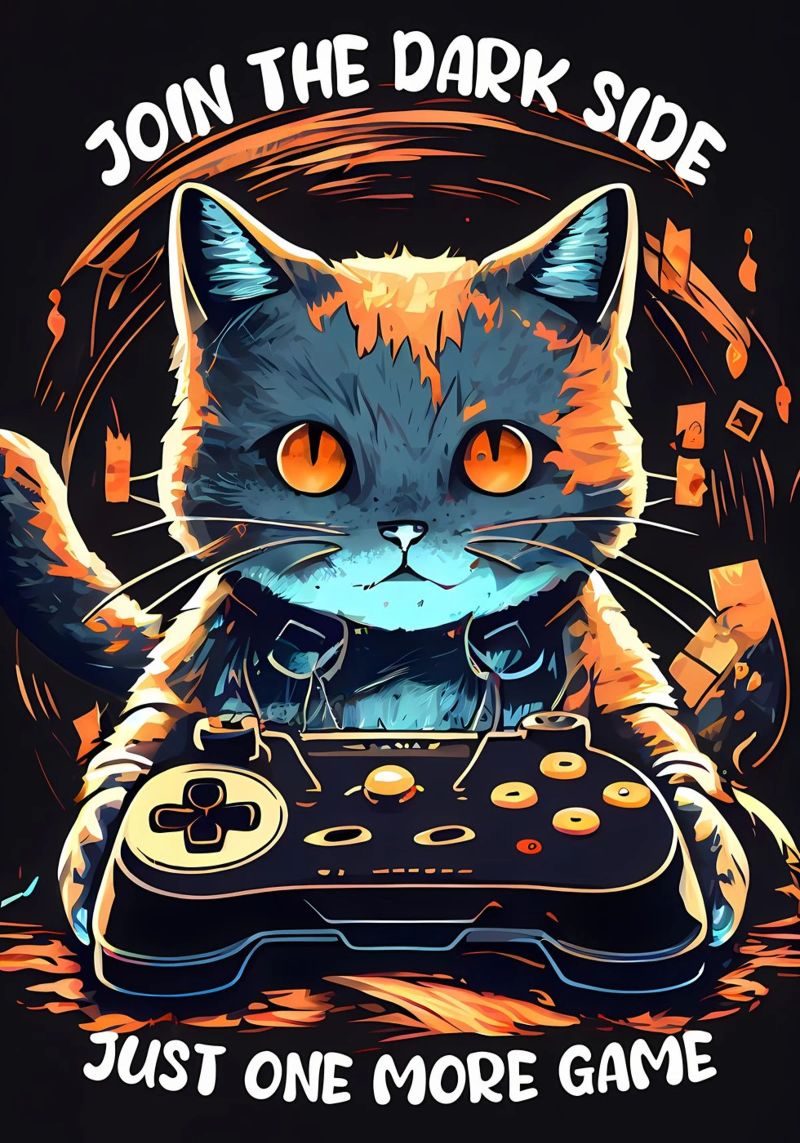 gatto controller per videogiochi auricolare testo di gioco pellicola backlit da William D Ogden