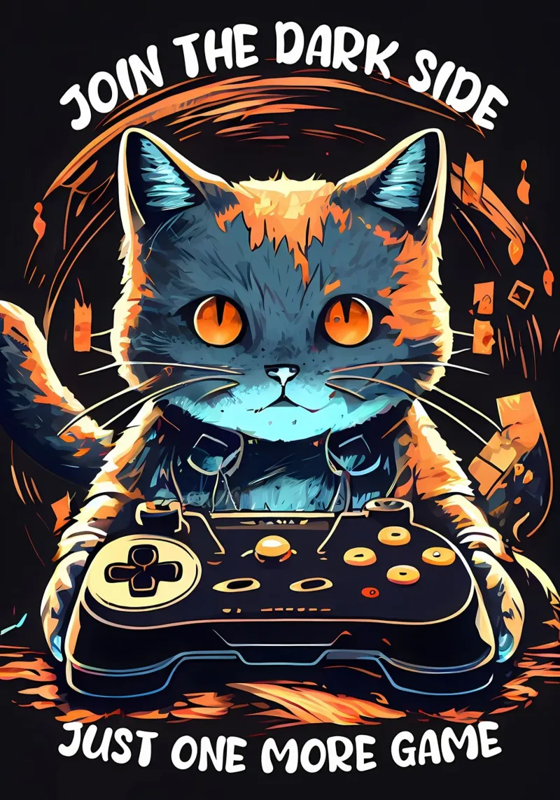 gatto controller per videogiochi auricolare testo di gioco alluminio dibond da William D Ogden