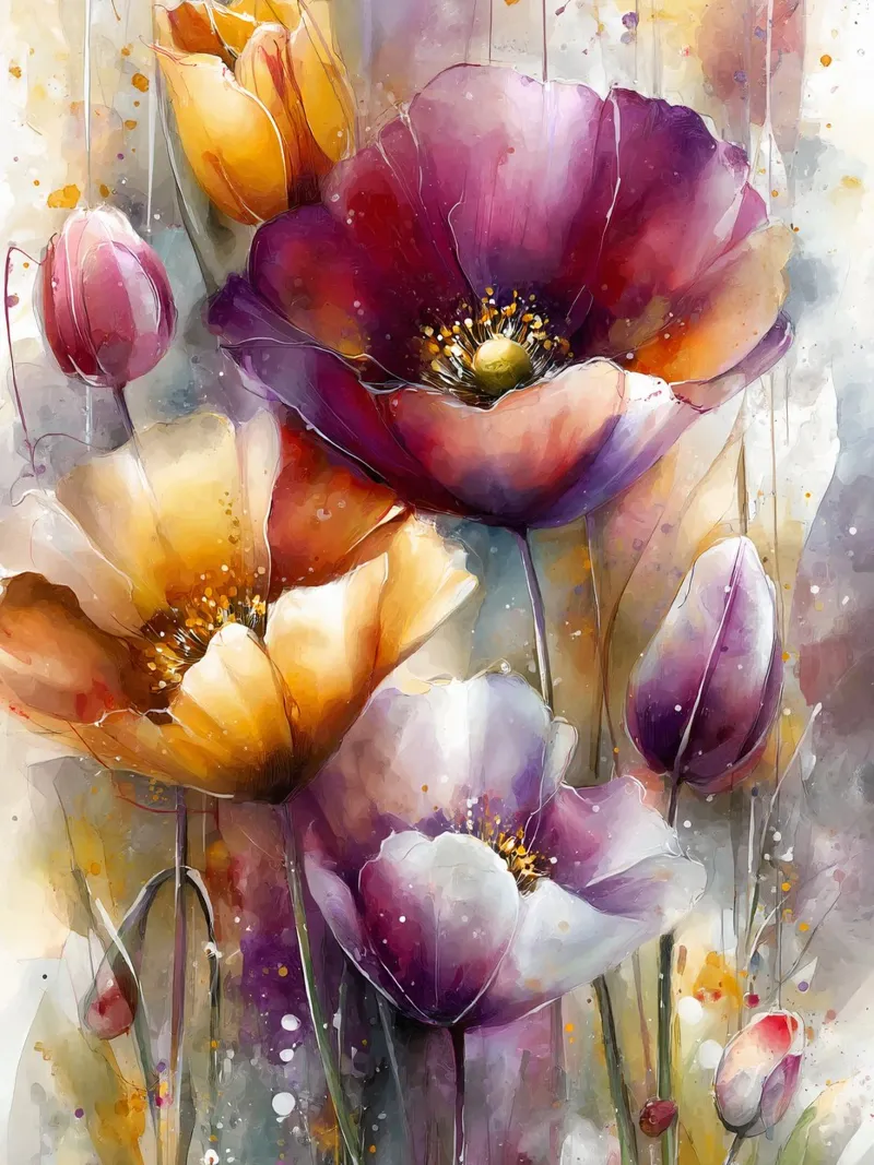 Wildflowers Poppy Abstract art C pellicola backlit da Mateo