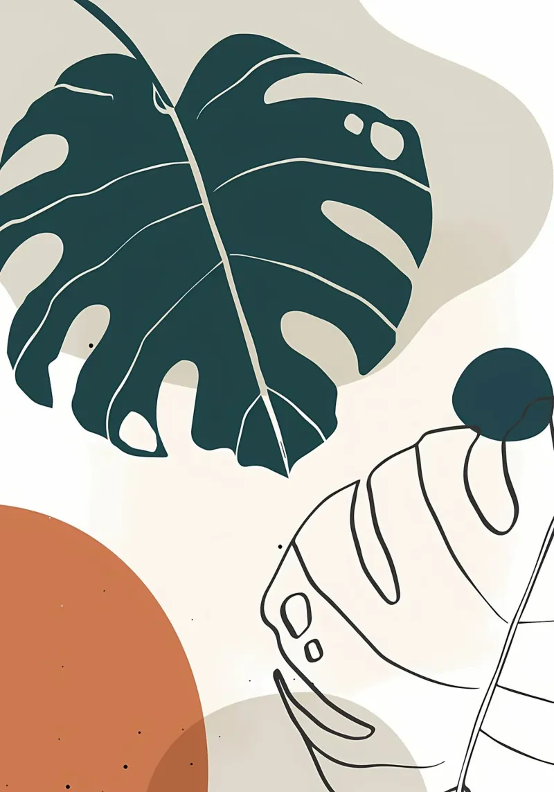foglie di monstera forme astratte elementi geometrici pellicola backlit da Janine P McGuire
