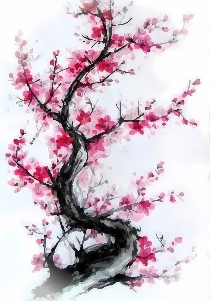 albero fiori di ciliegio fiori rami fiori rosa pellicola backlit da Janine P McGuire