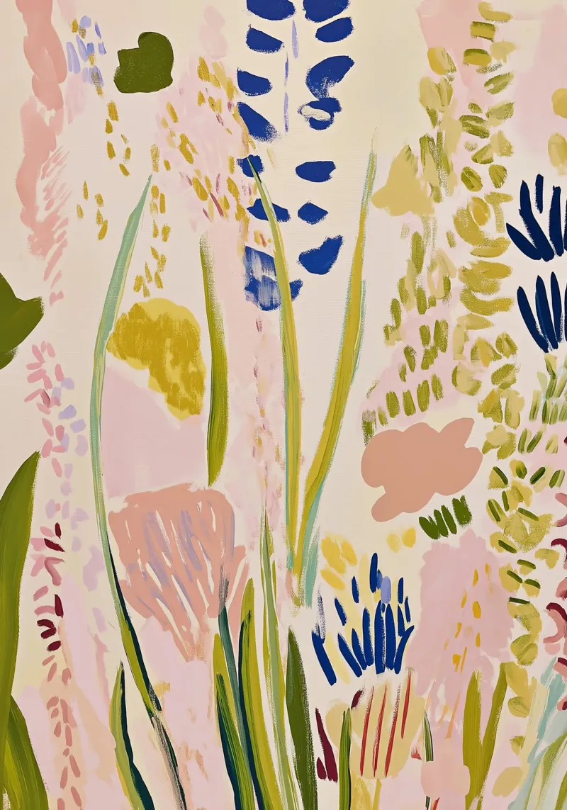 Abstracte bloemenprint, Bloemen Poster Retro Print canvas van Boheme