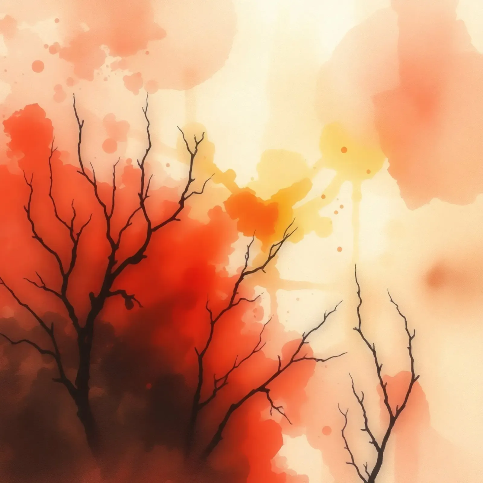 autumn landscape with colorful splashes, bare tree branches canvas by DesignDoodle