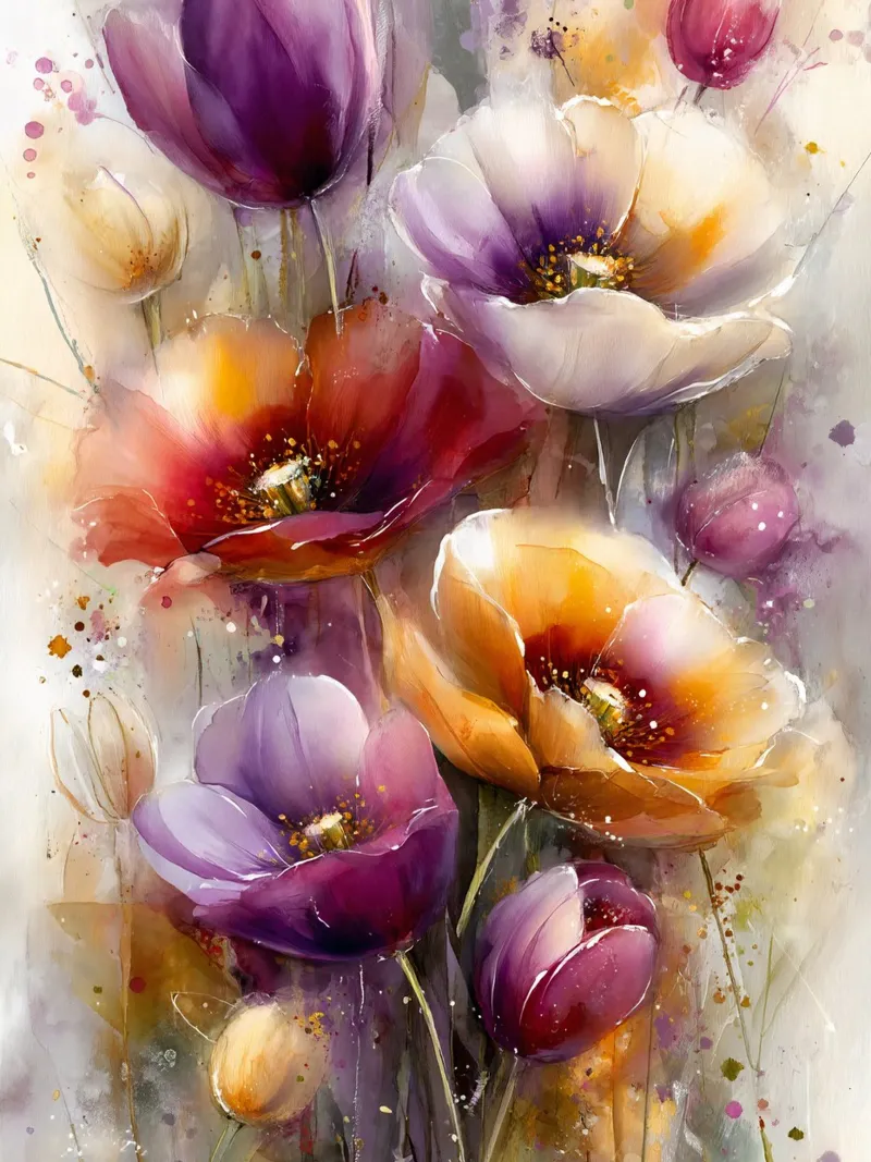 Wildflowers Poppy Abstract art D pellicola backlit da Mateo