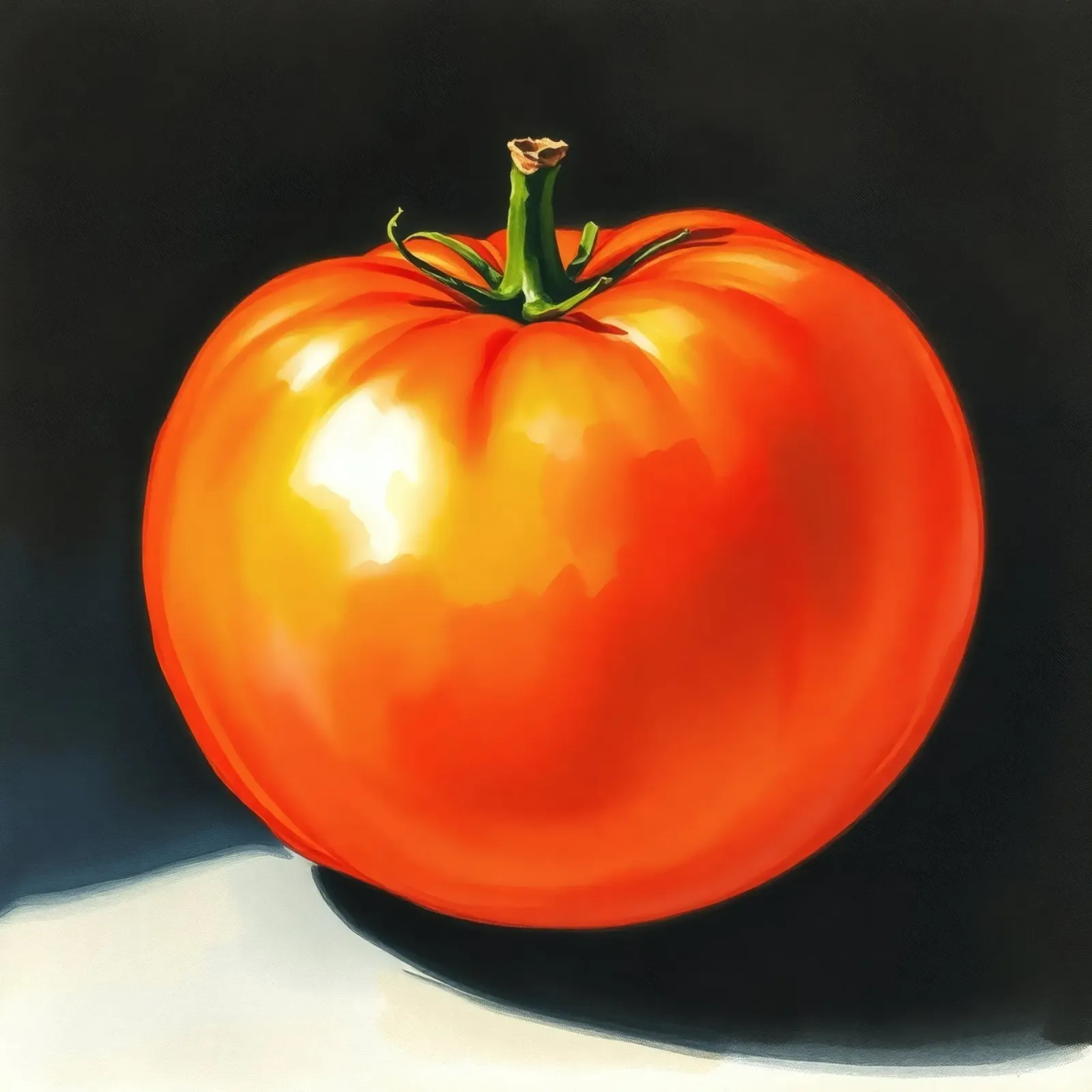 Tomate mûre rouge vif présentée sur une surface contrastée hahnemühle de DesignDoodle