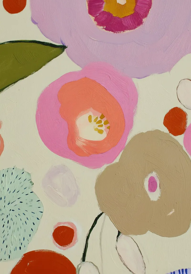 Abstracte bloemenprint, Retro bloemenprint hahnemühle van Boheme