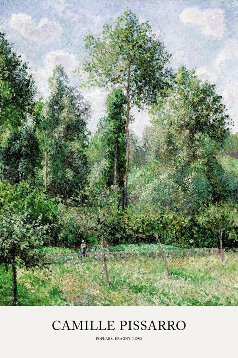 Pissarro - Poplars, Éragny pellicola backlit da Vintage by JUNIQE
