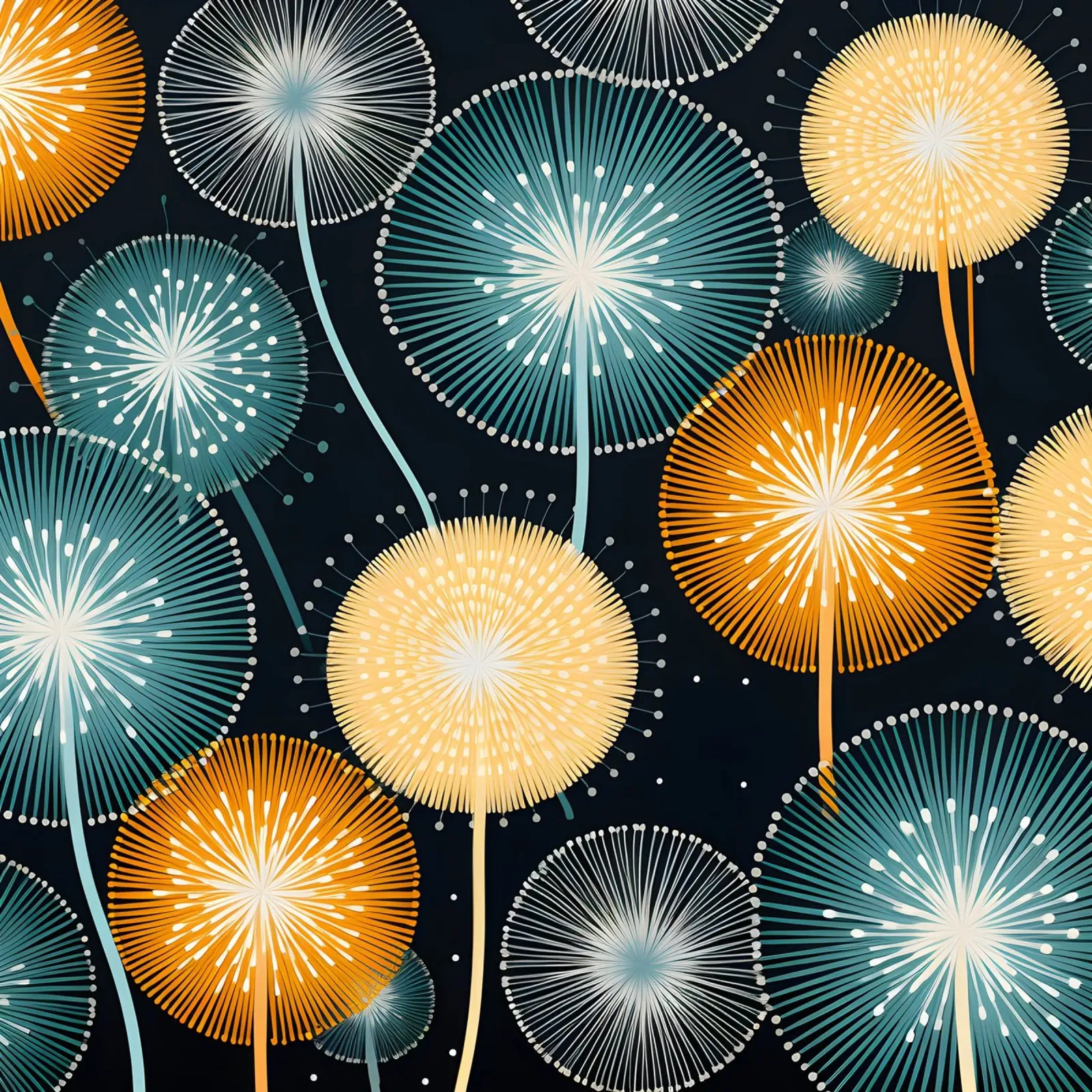 Bursting Dandelions acrylic glass by Botanical Pattern House