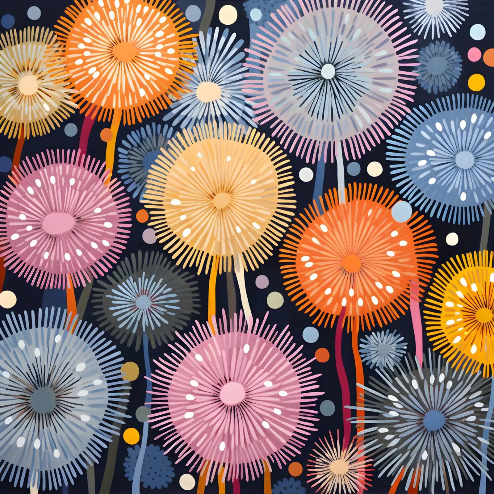 Denti di leone che scoppiano poster da Botanical Pattern House