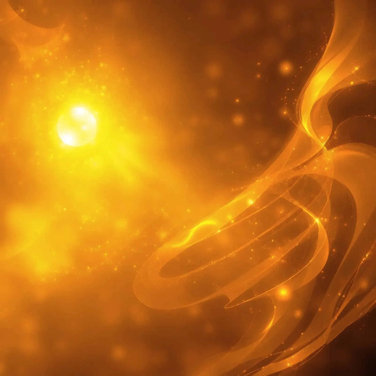 Oranje abstract licht wervelend in kosmische achtergrond bij schemering canvas van DesignDoodle