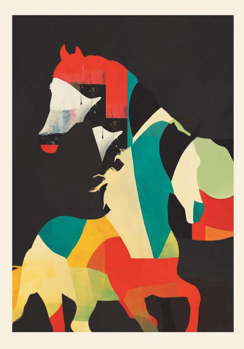 Colorful Abstract Horses 2 canvas by cityart