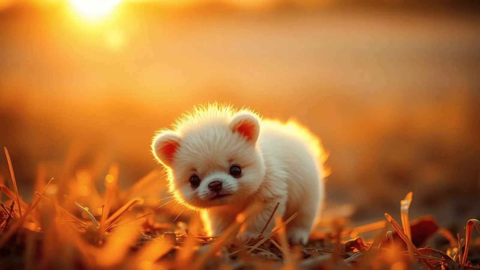 Chiot mignon marchant dans l'herbe, heure dorée avec lumière du soleil toile avec Caisse américaine de DesignDoodle