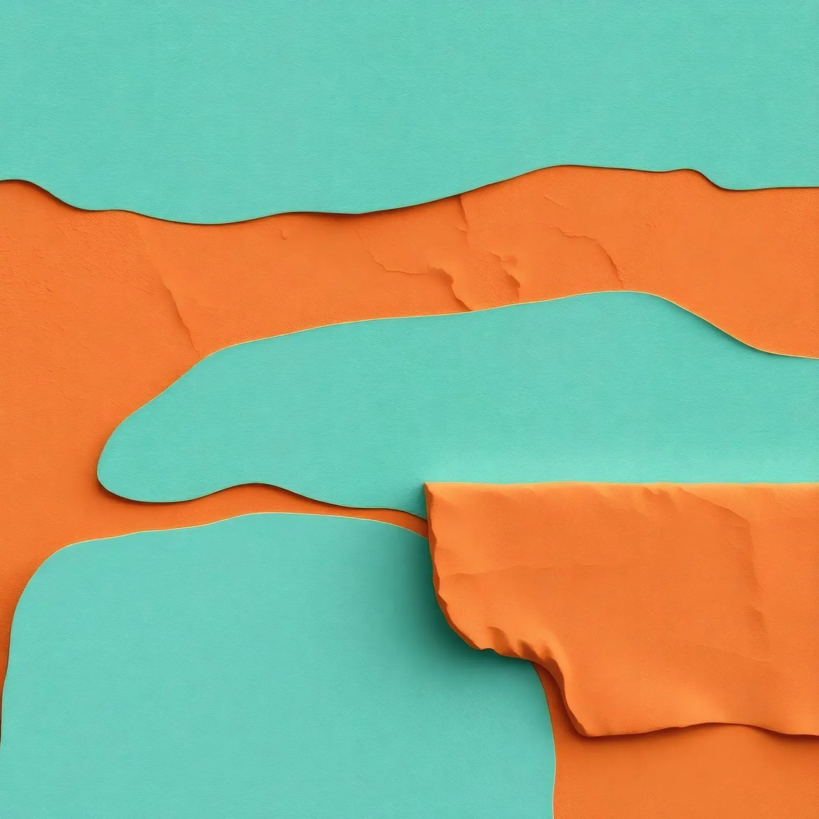 paper layers create an abstract landscape in vibrant orange canvas by DesignDoodle