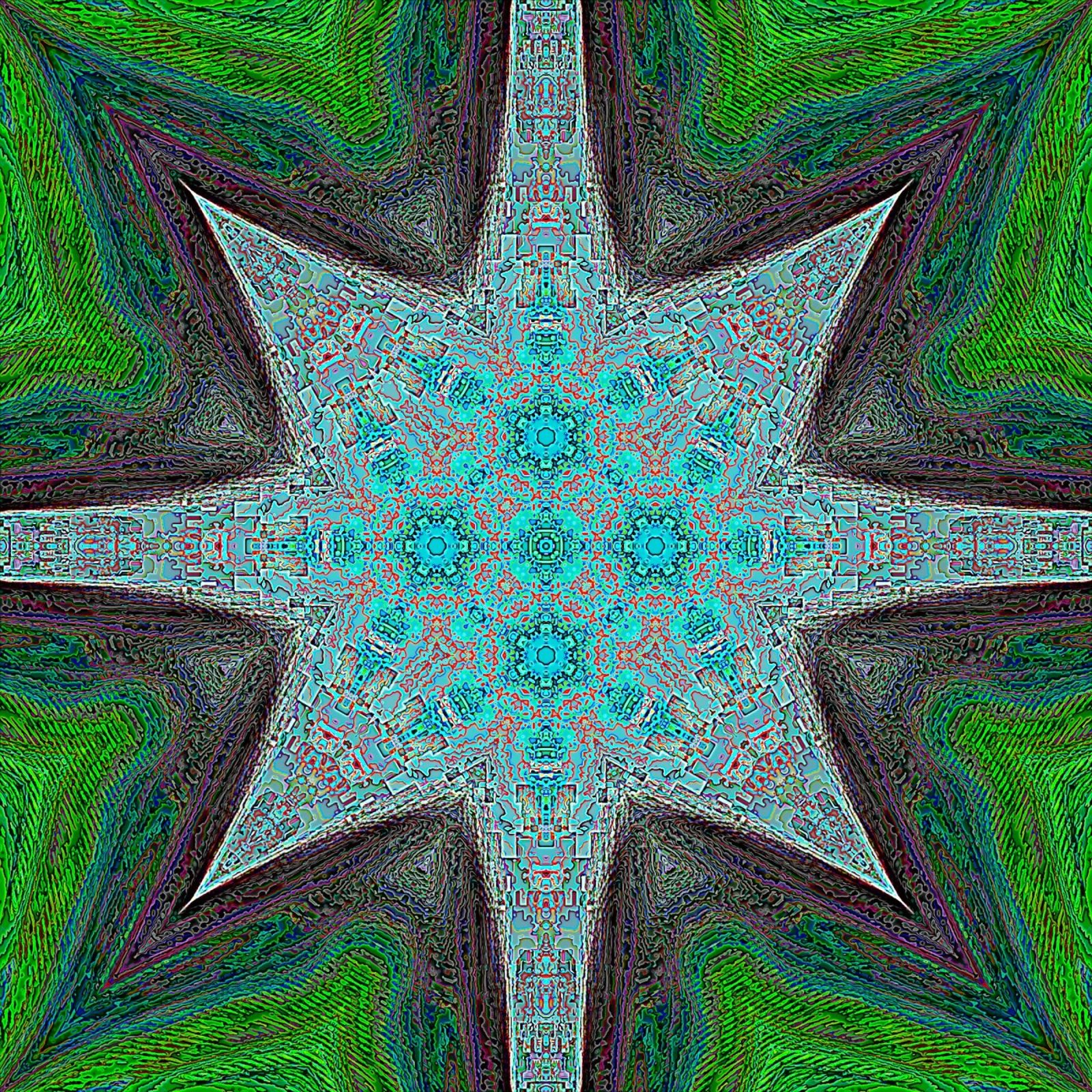 Stella, texture e forme complesse in turchese/nero/verde pellicola backlit da Gürsel Yesil Digital Art