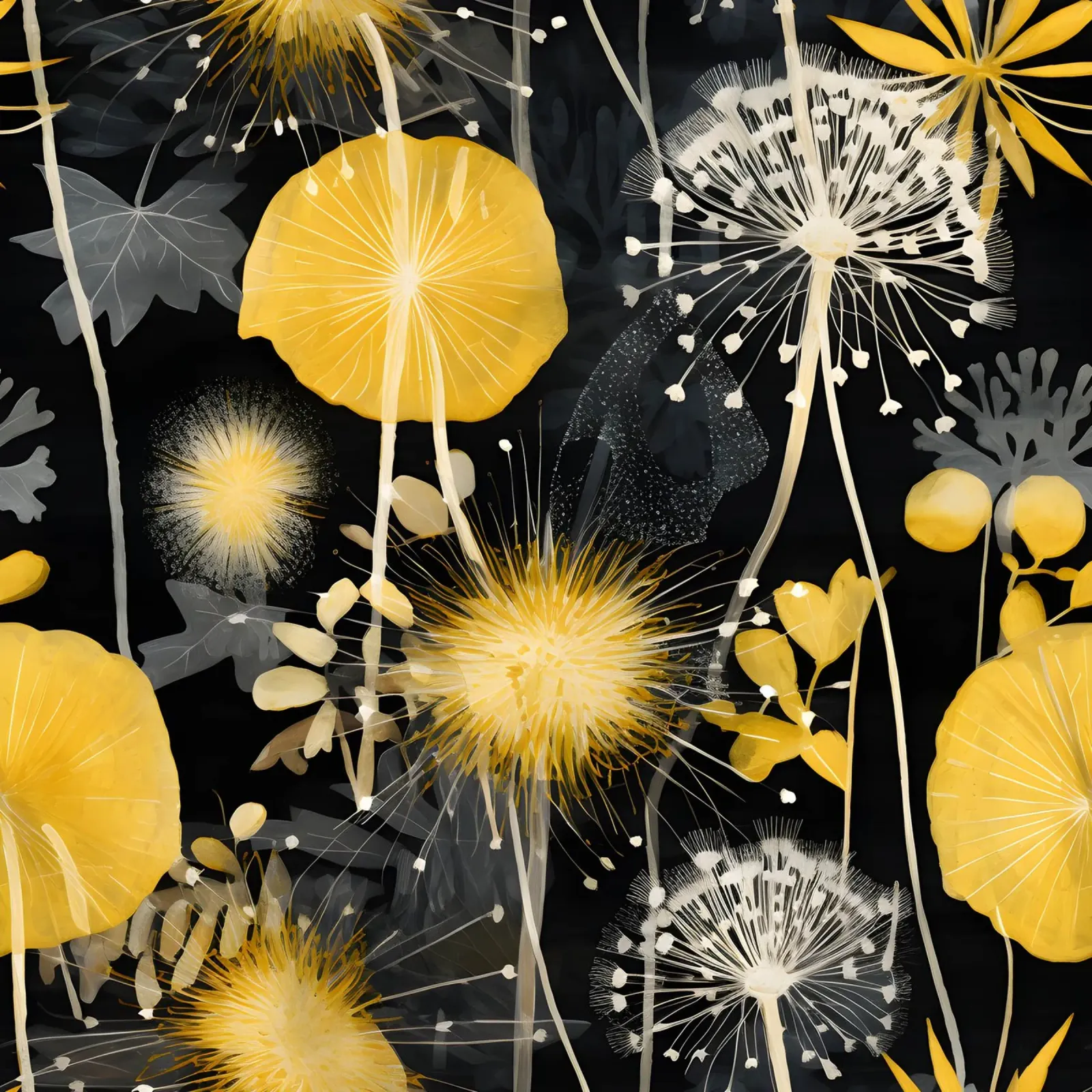 Dandelion Black hahnemühle by Botanical Pattern House