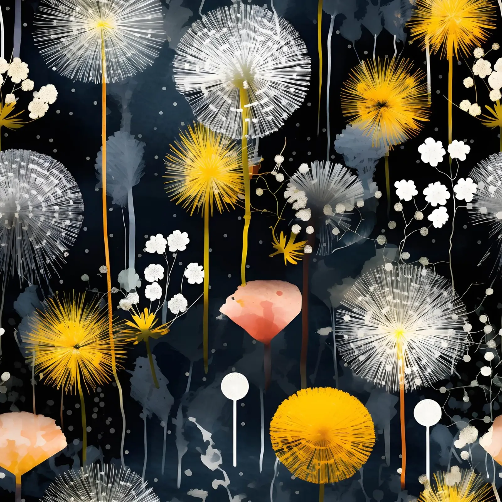 Dandelion Black hahnemühle by Botanical Pattern House